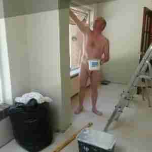 naked painting doing a naked handyman job painting a house naked