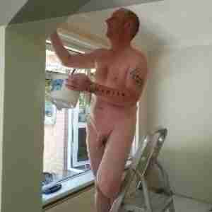 naked painting doing a naked handyman job painting a house naked