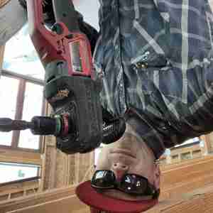 At my day job Just drilling 20’ feet in the air, sharp bit makes for a clean hole Drill, work sparky construction