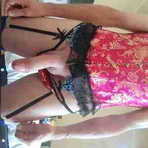 My cock framed by lingerie I love the feel of nylon against my cock. Sissy  lingerie cock
